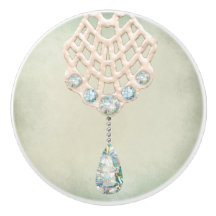 Vintage snöre teal rhinestone pendant victorian