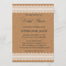 Vintage Snöre Vin Kork Inbjudningskort för möhippa