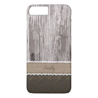 Vintage Snöre & Wood Custom Name iPhone 7 Plus Fod