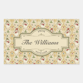 Vintage Snorman & Julgran Anpassad Rektangulärt Klistermärke