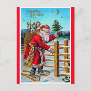 Vintage Snöskans julklapp på vykort för jul