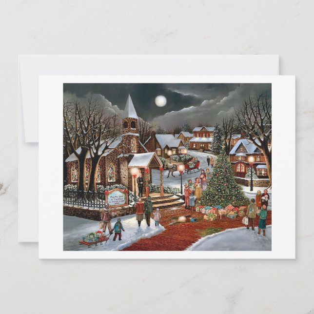 Vintage-snöslandskap Julkort (Framsida)