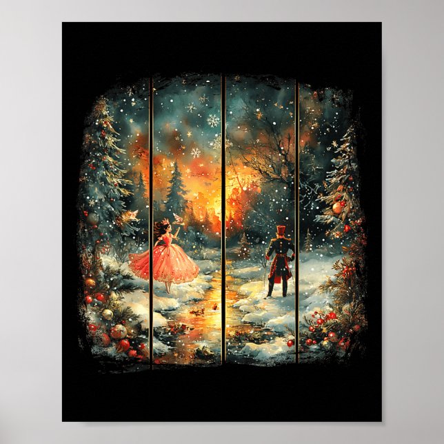 Vintage Snow Globe Nutcracker Christmas Coquette  Poster (Framsidan)