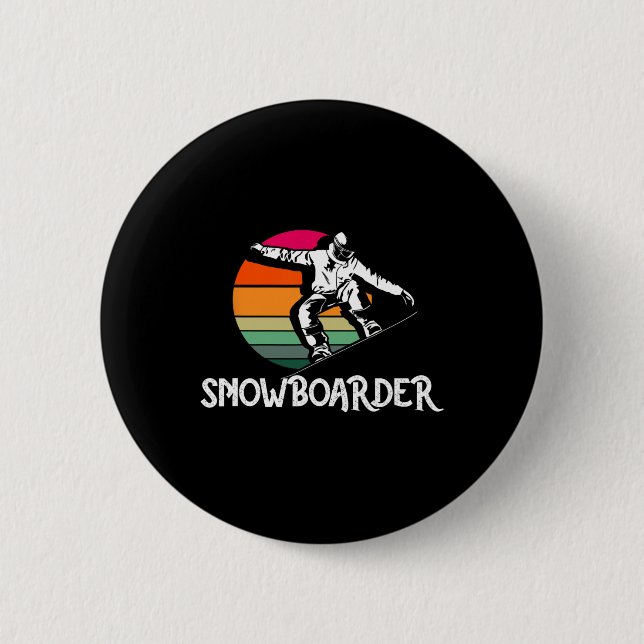 Vintage Snowboarder Retro Snowboard Winter Extreme Knapp (Framsida)