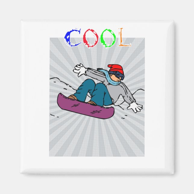 Vintage Snowboarder | Snöbordning | snowboarding Magnet (Framsidan)