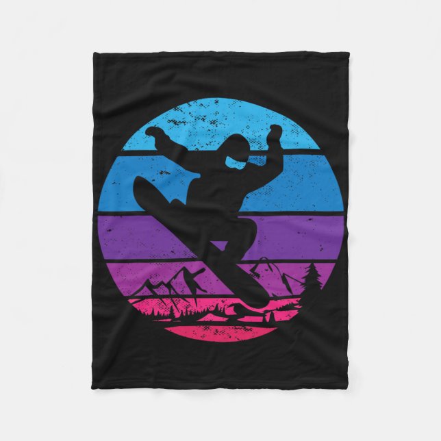 Vintage Snowboarding Silhouette I Retro Fleecefilt (Framsidan)