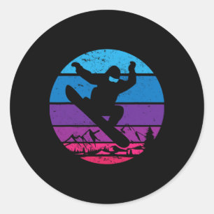 Vintage Snowboarding Silhouette I Retro Runt Klistermärke