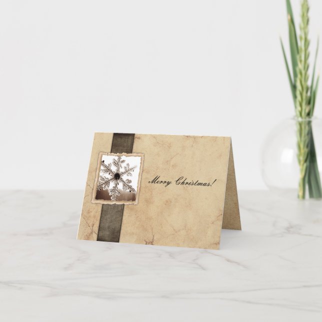 Vintage Snowflake-jul Helgkort (Framsida)
