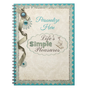 Vintage Snowflake ribbon damask Anteckningsbok
