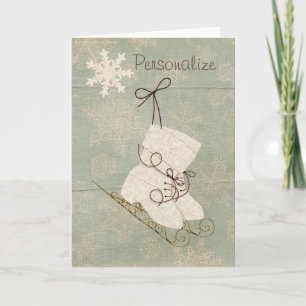 Vintage snowflake-skridskor vintage vintertesten kort
