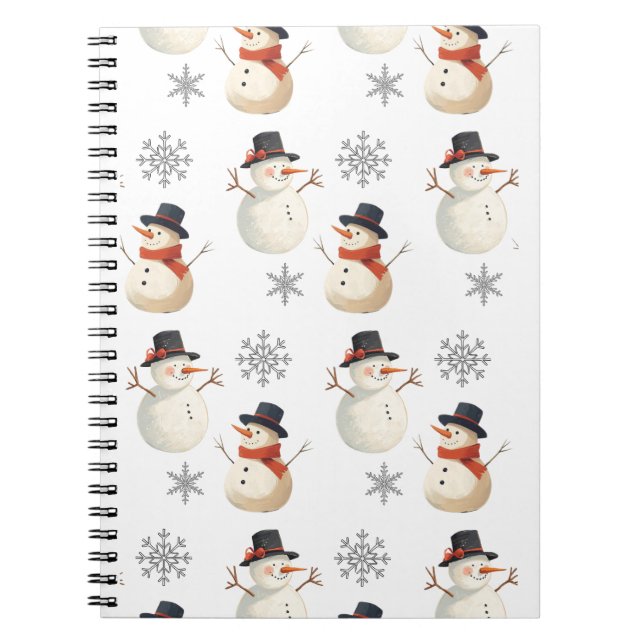 Vintage Snowman Christmas Snowflakes Anteckningsbok (Framsidan)