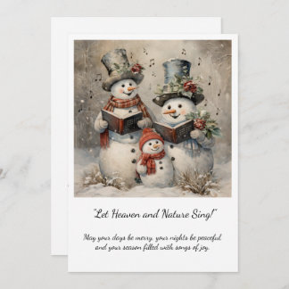 Vintage Snowman Family Carolers Christmas Inbjudningar