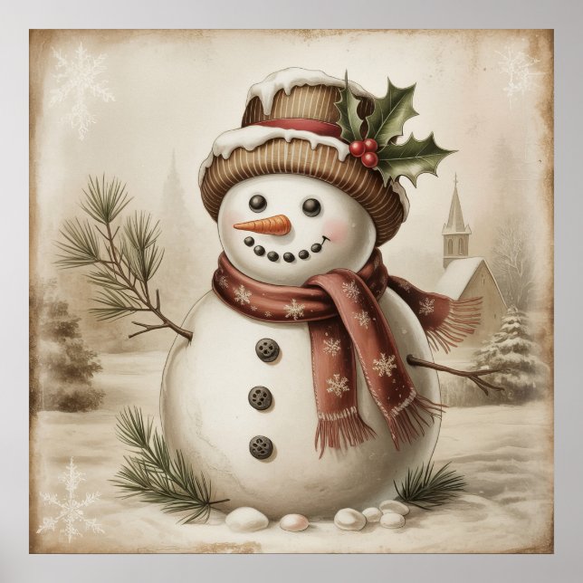 Vintage Snowman Poster (Framsidan)