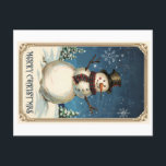 Vintage Snowmans Greeting Card: God jul Vykort<br><div class="desc">För dig till en gammal era med "Vintage Snögubbe Greeting Card: God jul". Ett nostalgiskt snögubbe,  som påminner om gårdarna,  gapar fram,  utom värme. Kortet önskemål i God jul,  där mottagarna inbjuds till en tidlös vinter under med festcharm och helgdag cheer.</div>