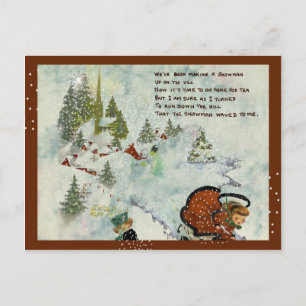 Vintage Snowy jul Helg Vykort