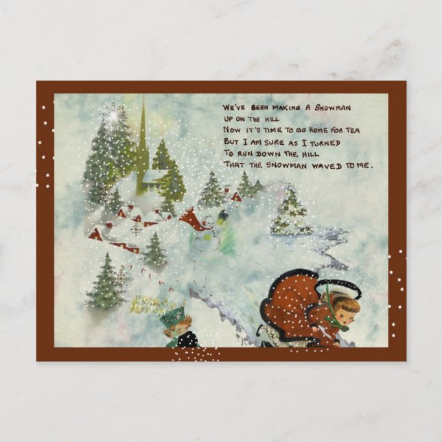 Vintage Snowy jul Helg Vykort (Framsida)