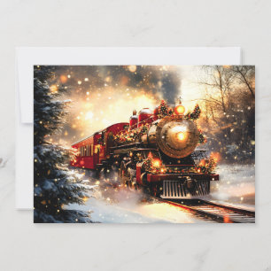 Vintage Snowy Nattjul Tåg Express Julkort