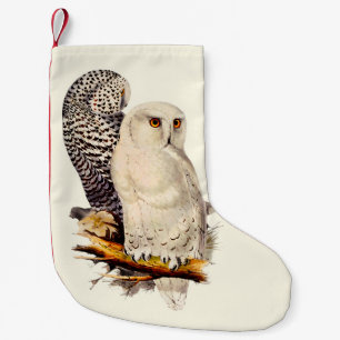 Vintage Snowy Uggla Teckning Liten Julstrumpa