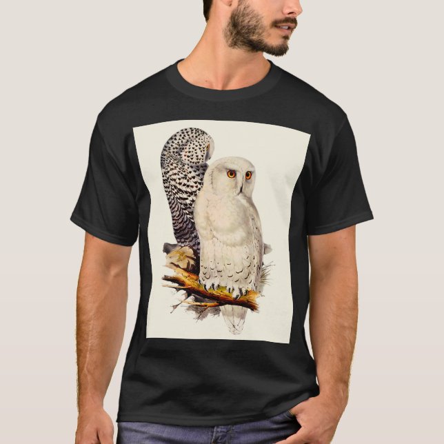 Vintage Snowy Uggla Teckning T Shirt (Framsida)