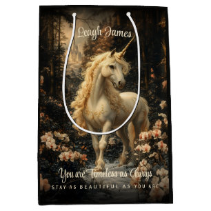 Vintage Snowy Woodland Fantasy Forest Unicorn