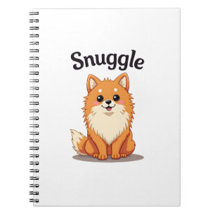 Vintage Snuggle Pomeranian Söt Hund Illustration D Anteckningsbok