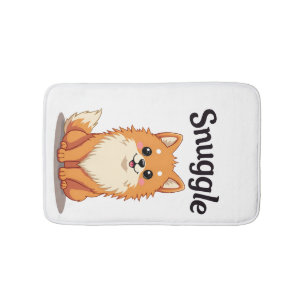 Vintage Snuggle Pomeranian Söt Hund Illustration D Badrumsmatta