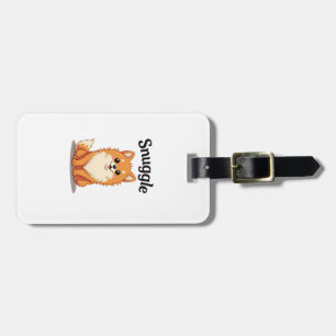 Vintage Snuggle Pomeranian Söt Hund Illustration D Bagagebricka
