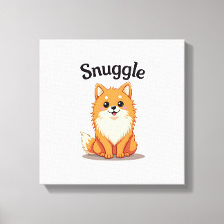 Vintage Snuggle Pomeranian Söt Hund Illustration D Canvastryck