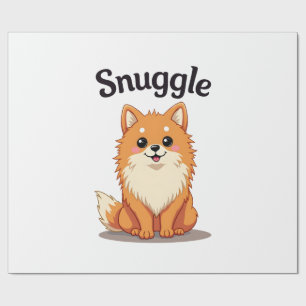 Vintage Snuggle Pomeranian Söt Hund Illustration D Presentpapper
