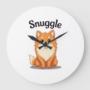 Vintage Snuggle Pomeranian Söt Hund Illustration D Stor Klocka