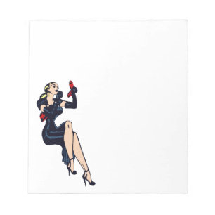 Vintage Snygg Blond Retro Glamour Tjej Pinup Anteckningsblock
