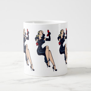 Vintage Snygg Blond Retro Glamour Tjej Pinup Jumbo Mugg