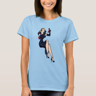 Vintage Snygg Blond Retro Glamour Tjej Pinup Tee