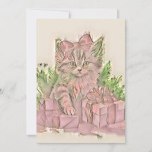 Vintage snygga julsjokatten akvarell