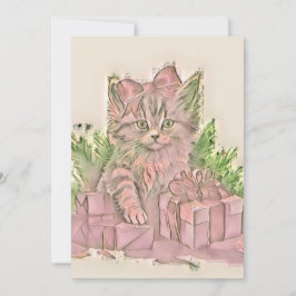 Vintage snygga julsjokatten akvarell julkort