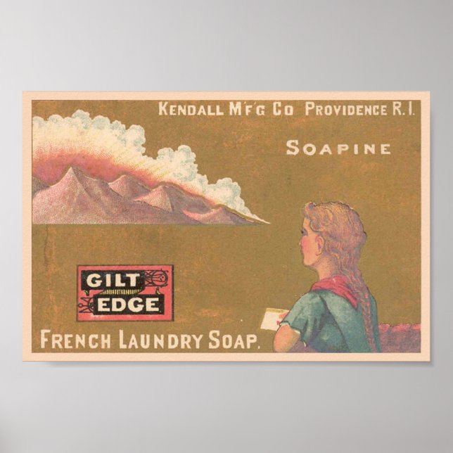 Vintage Soapine Fransk Tvätt Soap Poster (Framsidan)