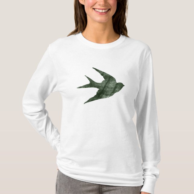 Vintage Soaring Sval Träsnitt Stil T-shirt (Framsida)