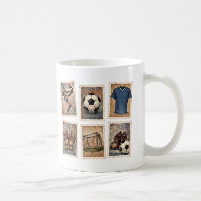 Vintage Soccer Stamps Football Collection Kaffemugg (Höger)