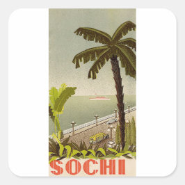 Vintage Sochi Marine Station Fine Art Travel Fyrkantigt Klistermärke