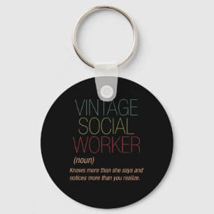 Vintage Social Worker Social Care Gift Nyckelring