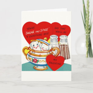 Vintage Socker och spice Antropomorphic Valentine Helgkort