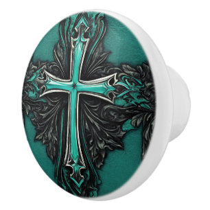 Vintage Södra Teal Westerna Land Kor Knopp
