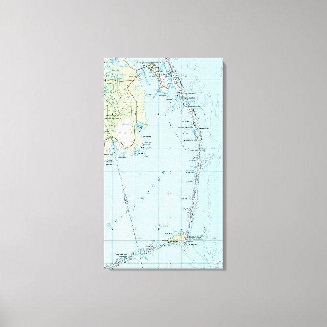 Vintage södra yttre Banker Karta (1957) Canvastryck (Framsida)