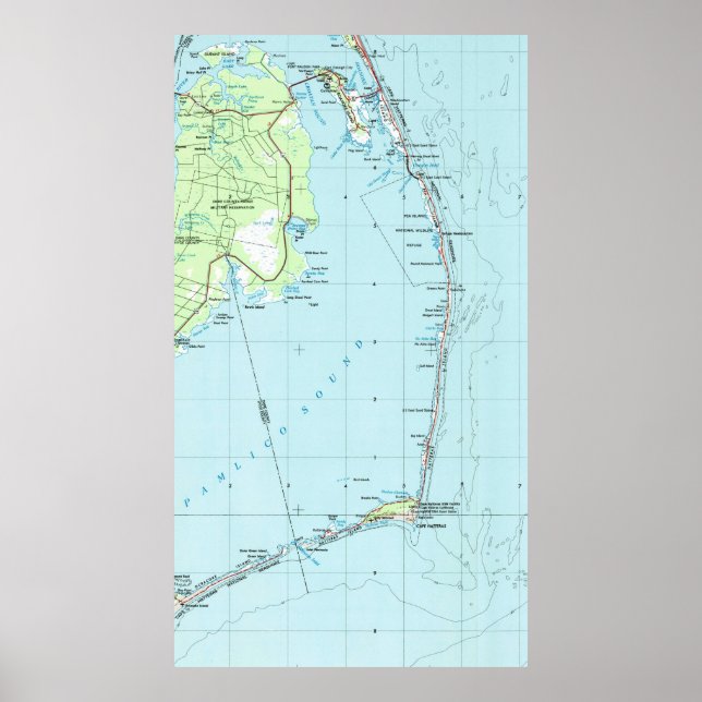 Vintage södra yttre Banker Karta (1957) Poster (Framsidan)