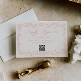 Vintage Soft Blush Roses Floral Frame Wedding  OSA Kort
