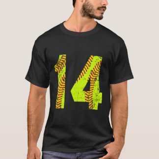 Vintage Softball 14 Jersey-nummer T Shirt