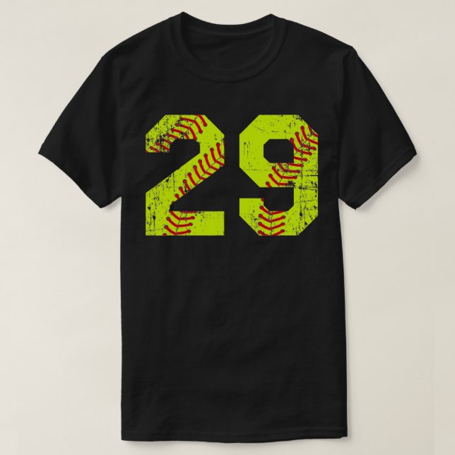Vintage Softball 29 Jersey Number T Shirt (Design framsida)
