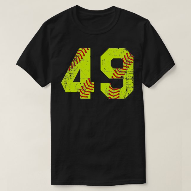 Vintage Softball 49 Jersey-nummer  T Shirt (Design framsida)