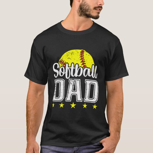 Vintage Softball Pappa Funny Fars dag T Shirt (Framsida)