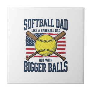 Vintage Softball Pappa Större Bollar T-Shirt Desig Kakelplatta